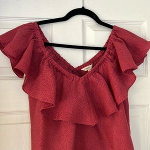 Rebecca Taylor Deep rose silk blend off the shoulder top